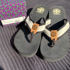 Tory Burch wedge flip flops size 10